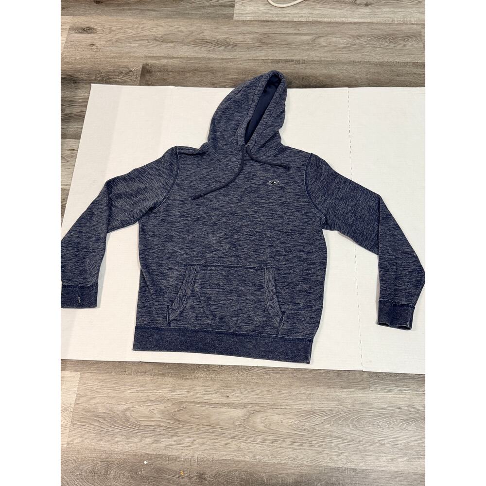 Hollister Hoodie Mens Large Blue Space Dye Pullover Sweatshirt Logo